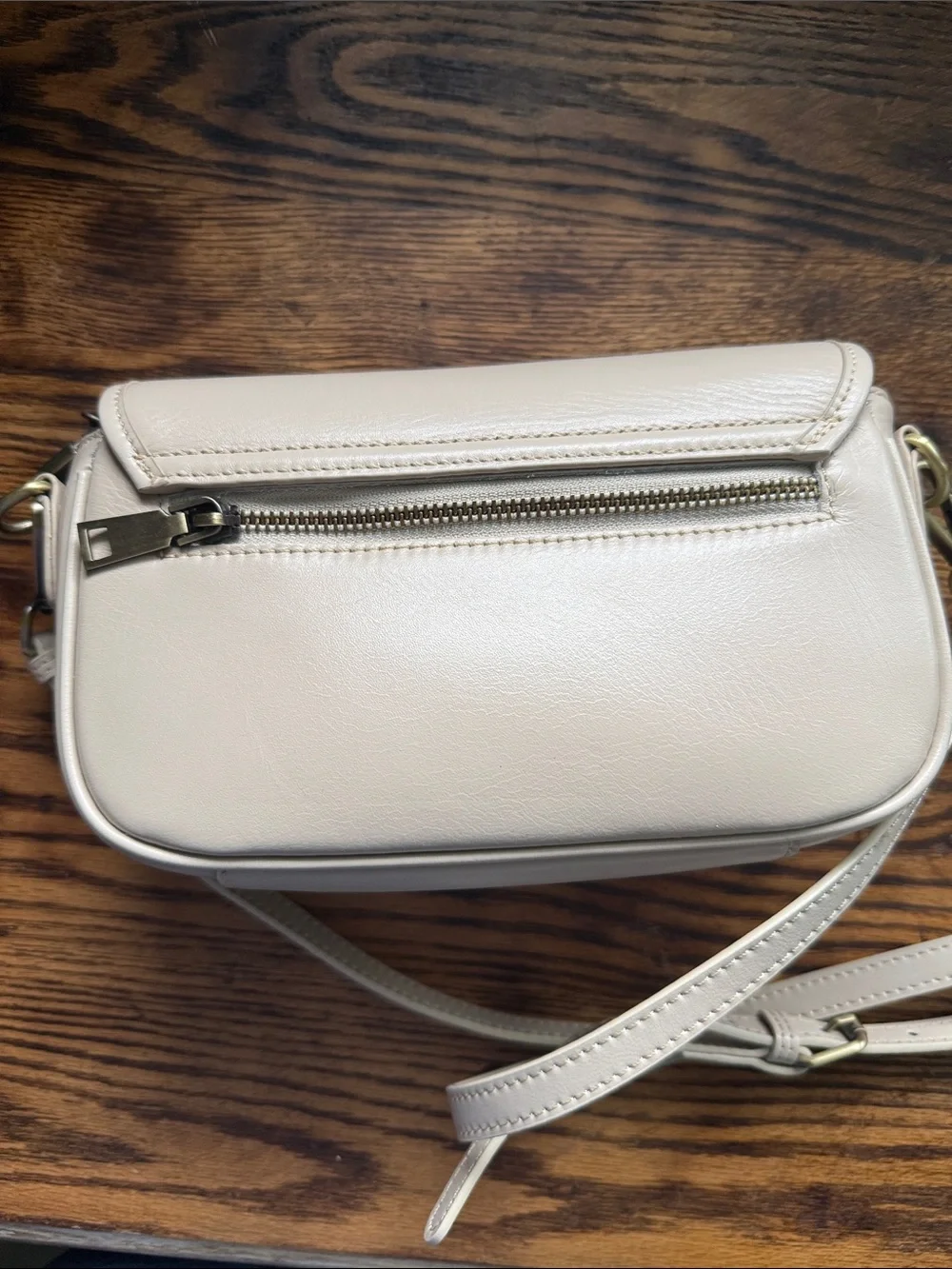 Elegant Cream Crossbody Bag with Flap - Everyday Shoulder Bag
